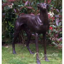 Lebendige lebensgroße Bronze Greyhound Dog Statue für Innendekoration